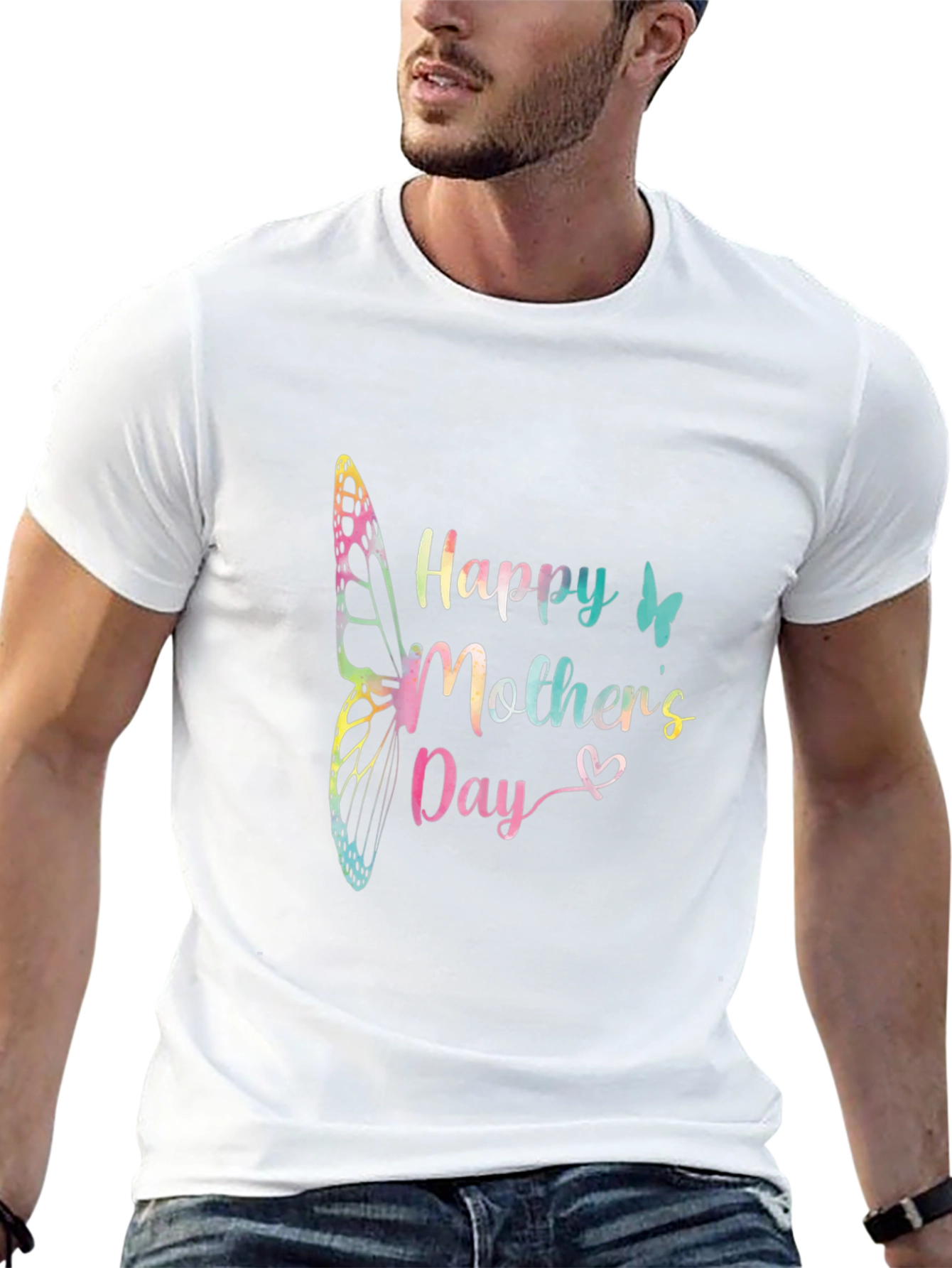 Camiseta Negra Feliz Día de la Madre con Mariposa