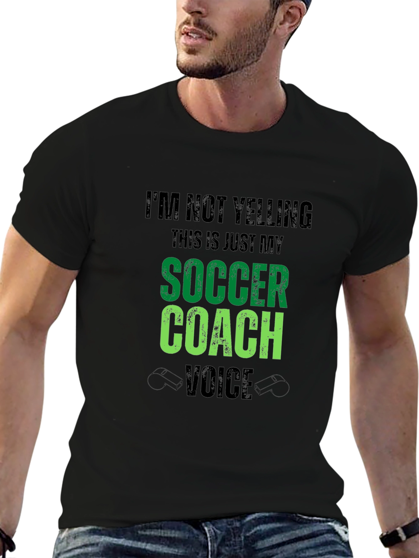 Camiseta Negra: Voz de Entrenador de Fútbol