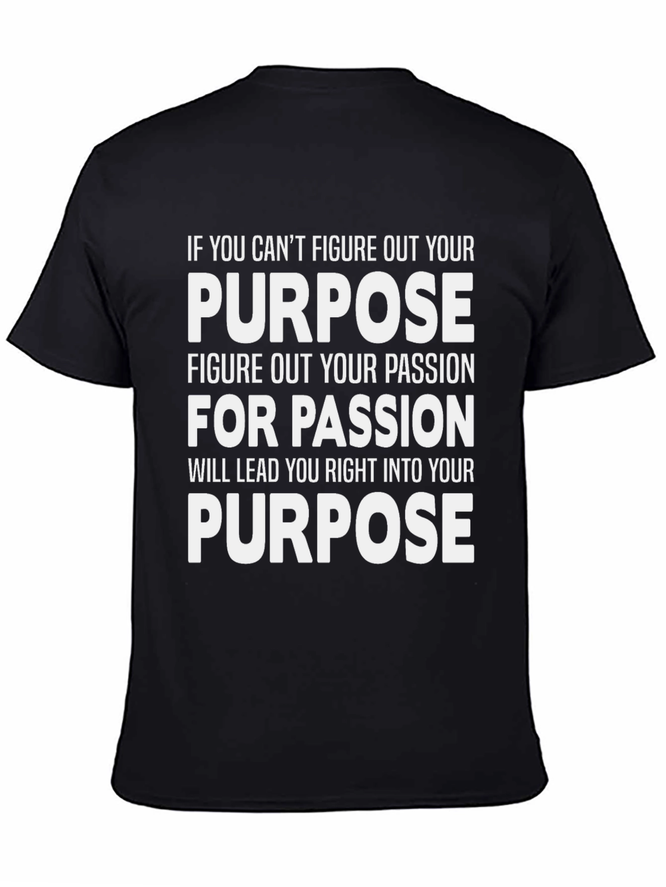 Camiseta Negra con Mensaje Inspirador Propósito y Pasión