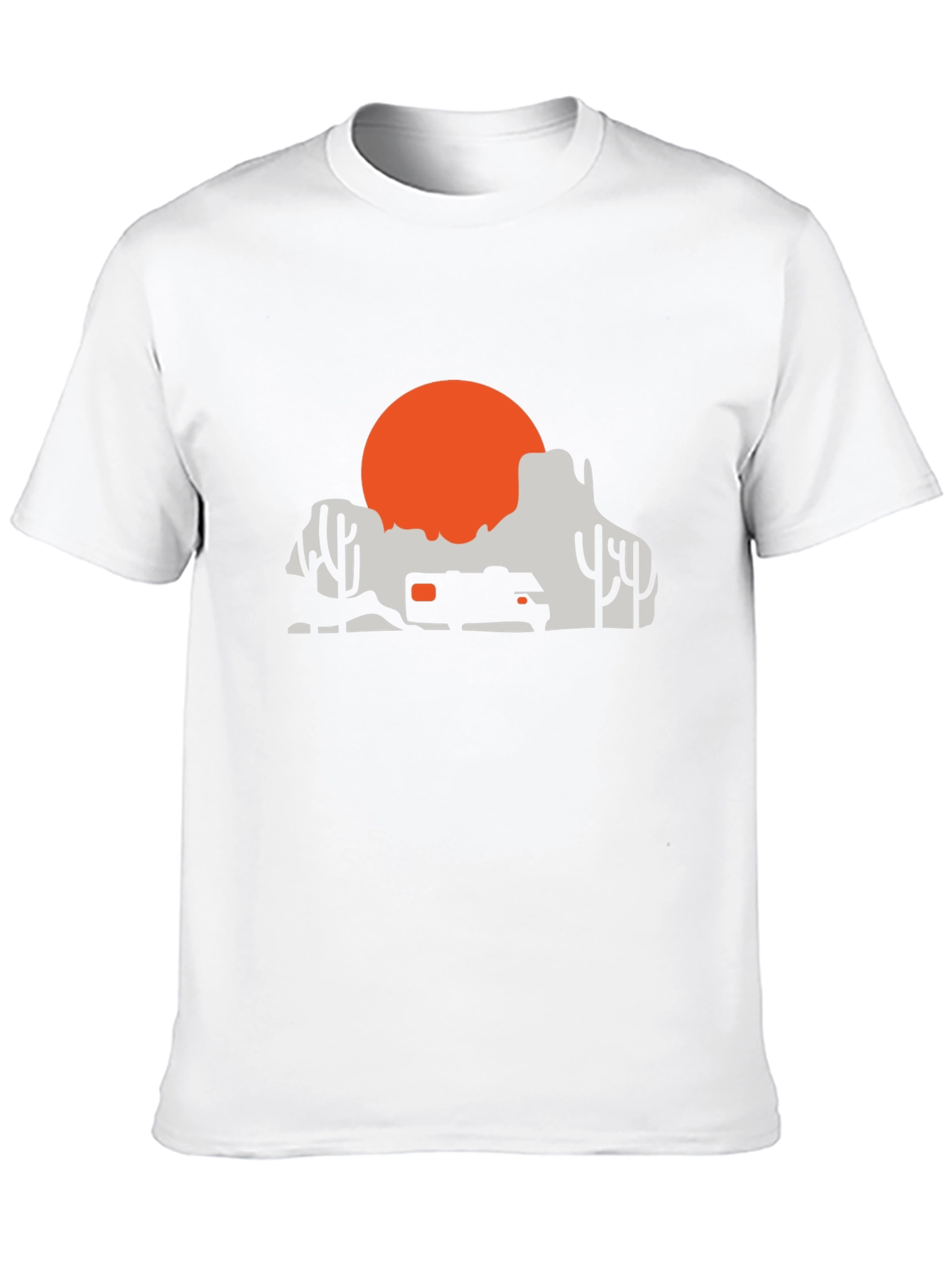 Camiseta Negra Diseño Desierto y Atardecer