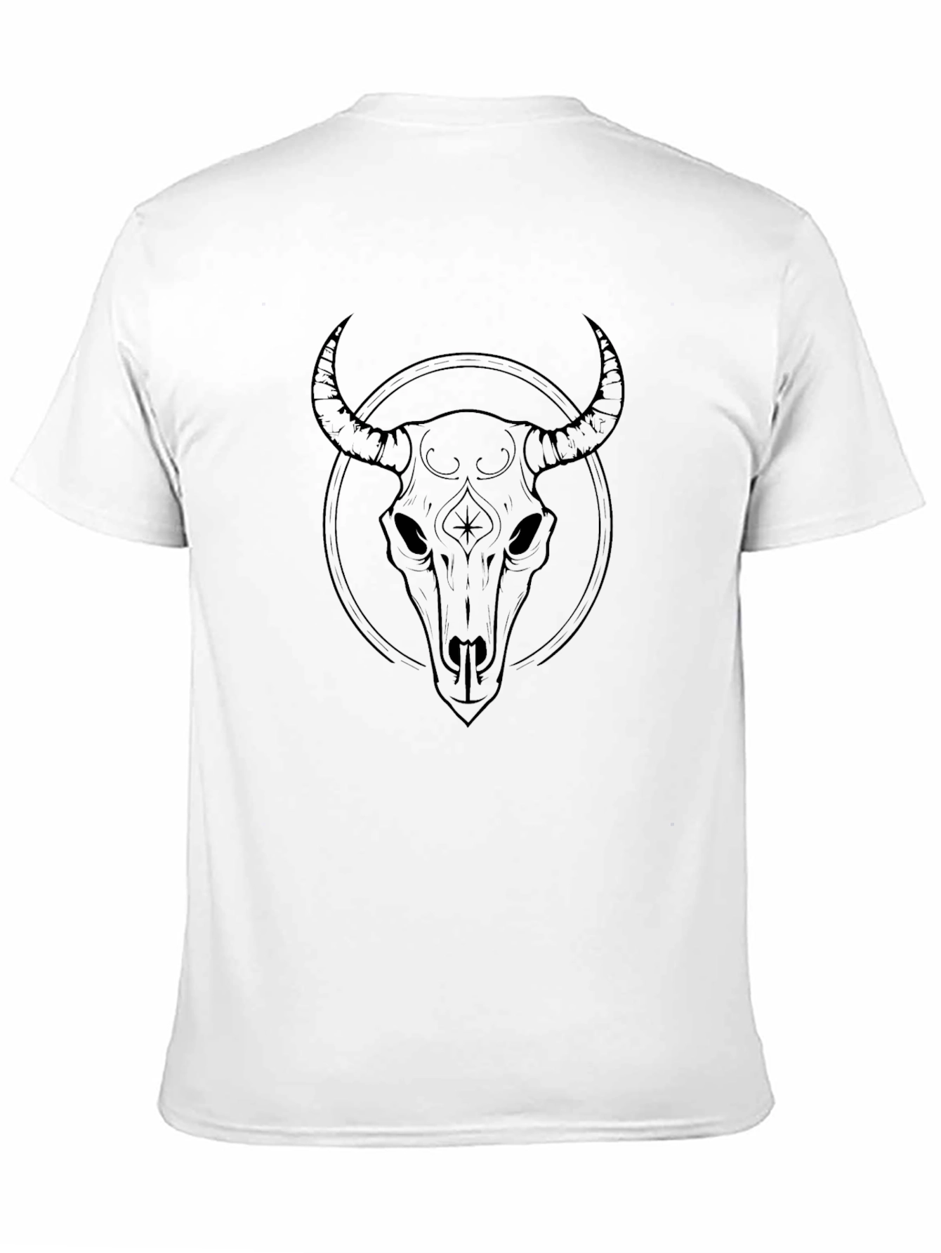 Camiseta Negra Calavera de Toro Diseño Único