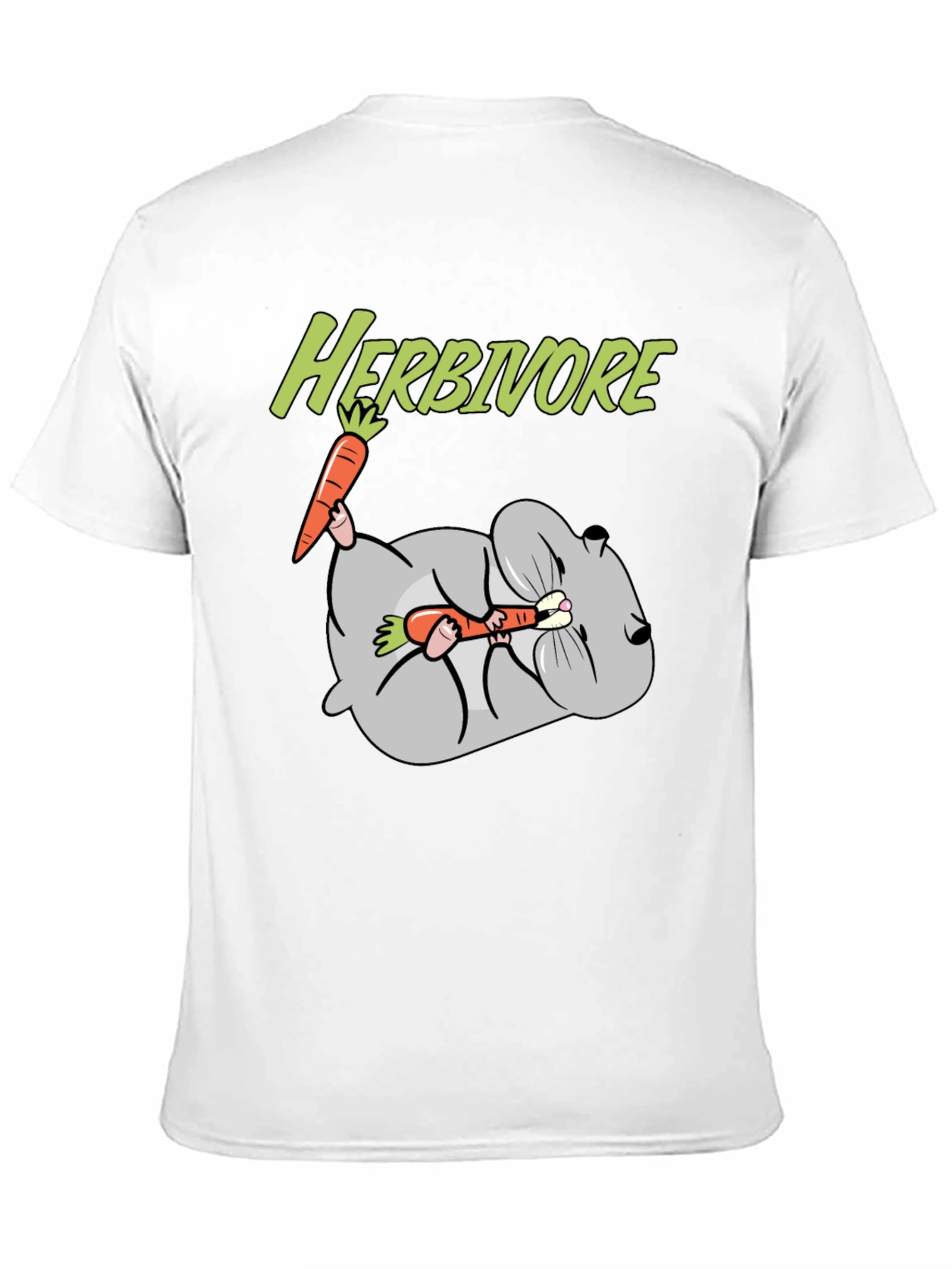 Camiseta Negra Herbívoro con Diseño de Conejo