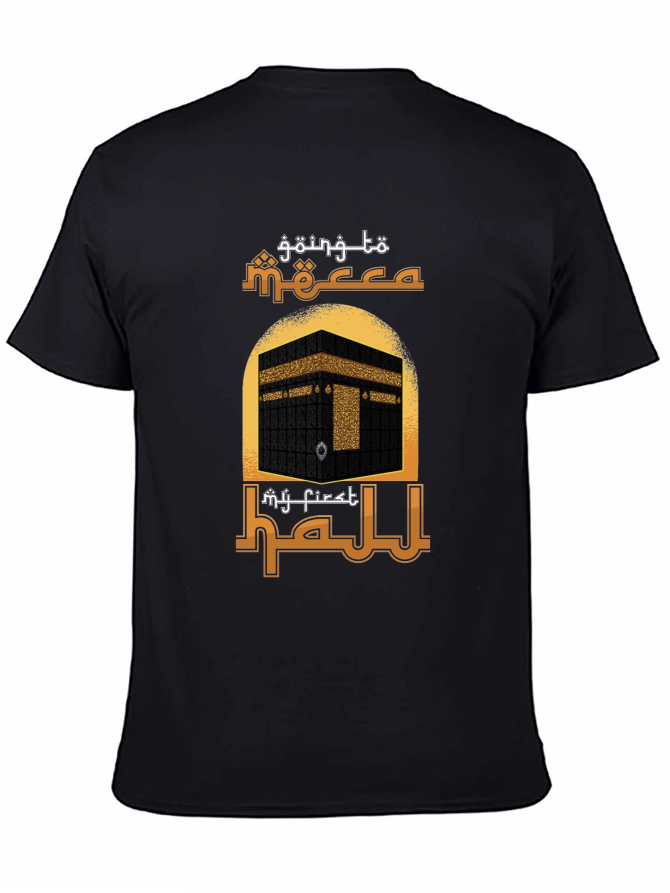 Camiseta Negra con Diseño de la Meca