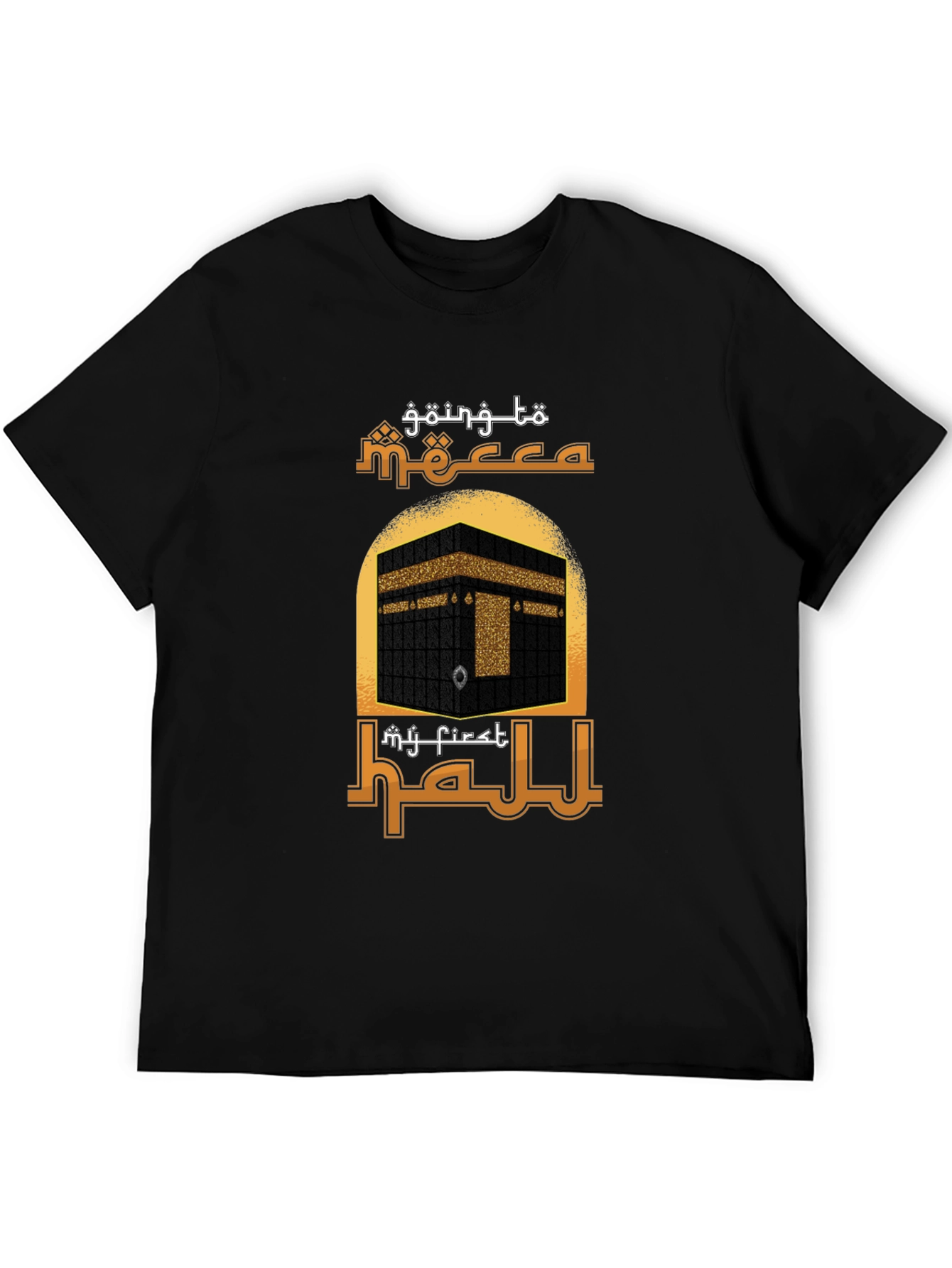 Camiseta Negra con Diseño de la Meca