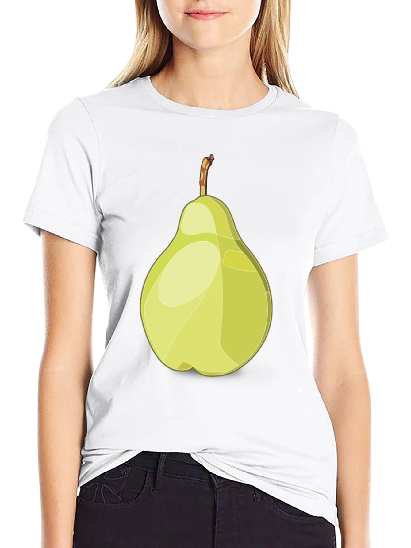 Camiseta Negra con Diseño de Pera Abstracta
