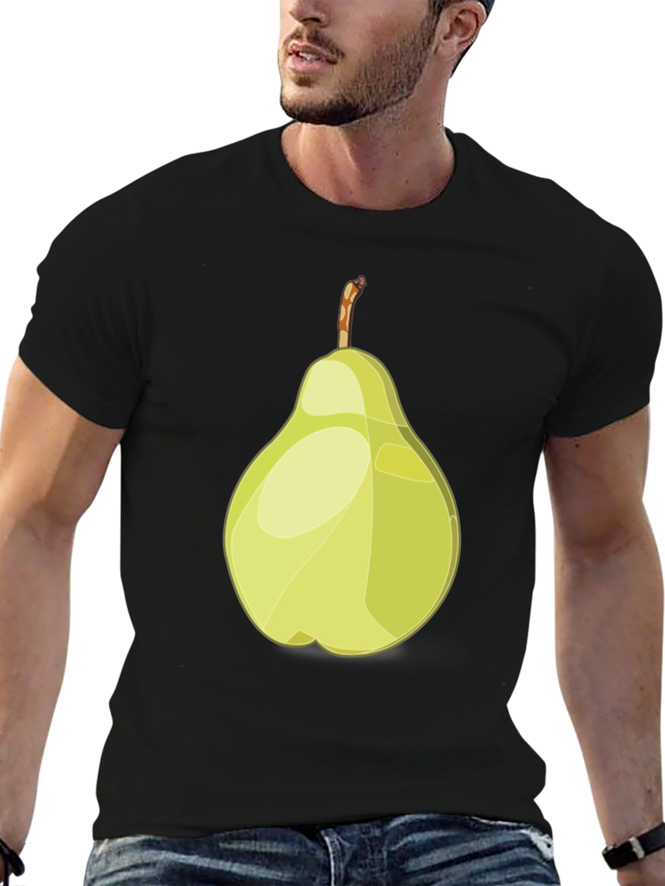 Camiseta Negra con Diseño de Pera Abstracta
