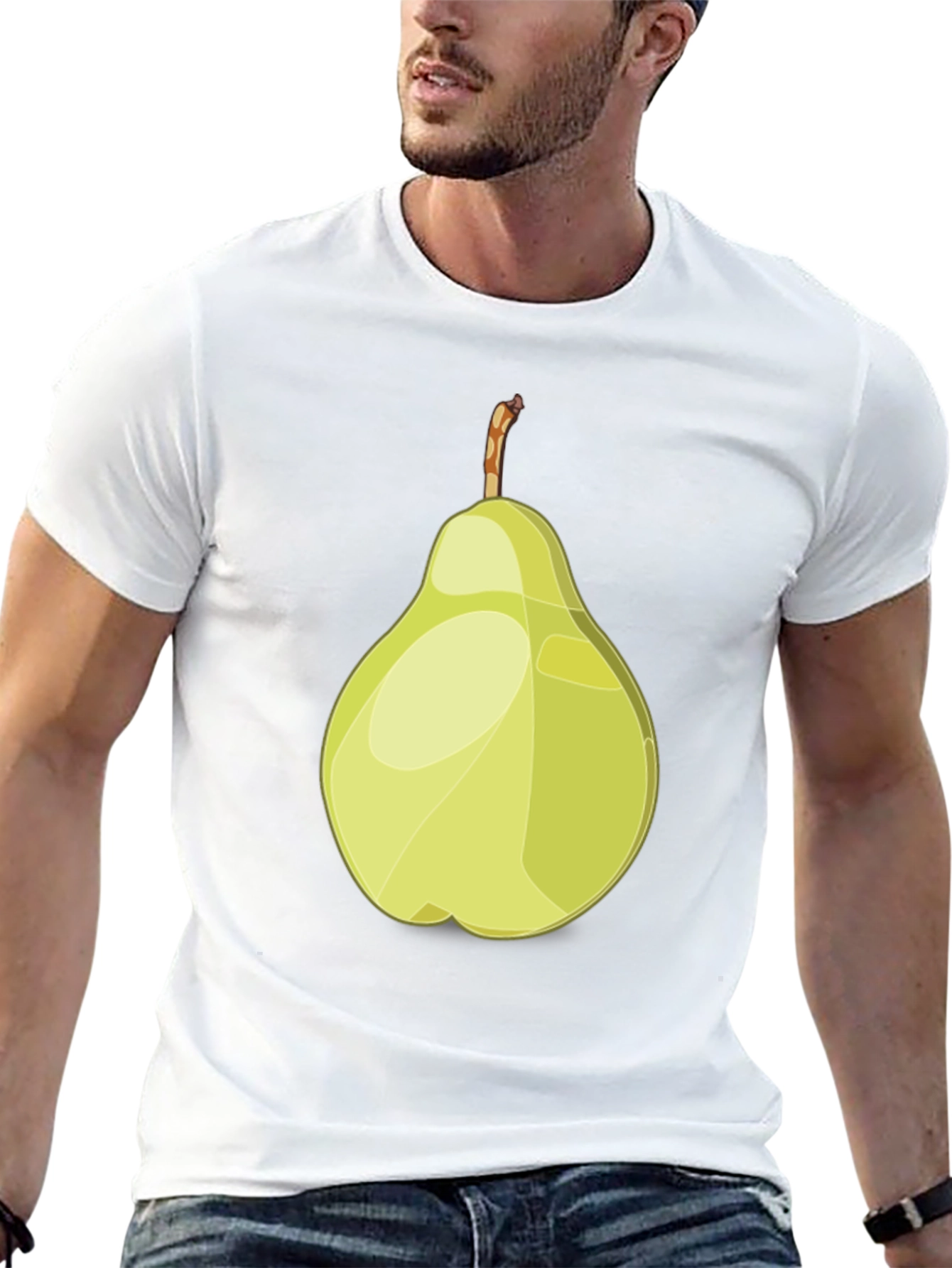 Camiseta Negra con Diseño de Pera Abstracta