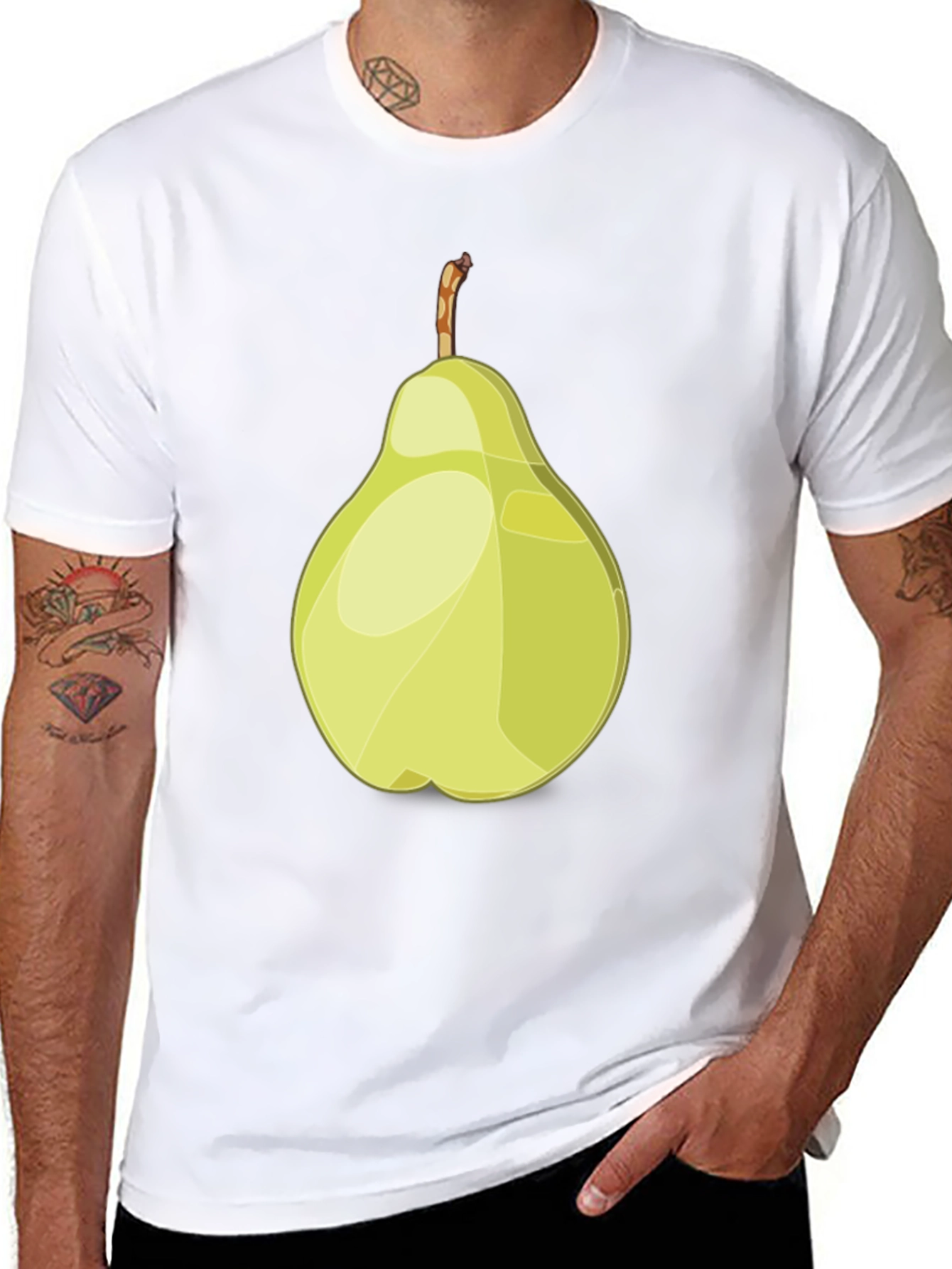 Camiseta Negra con Diseño de Pera Abstracta
