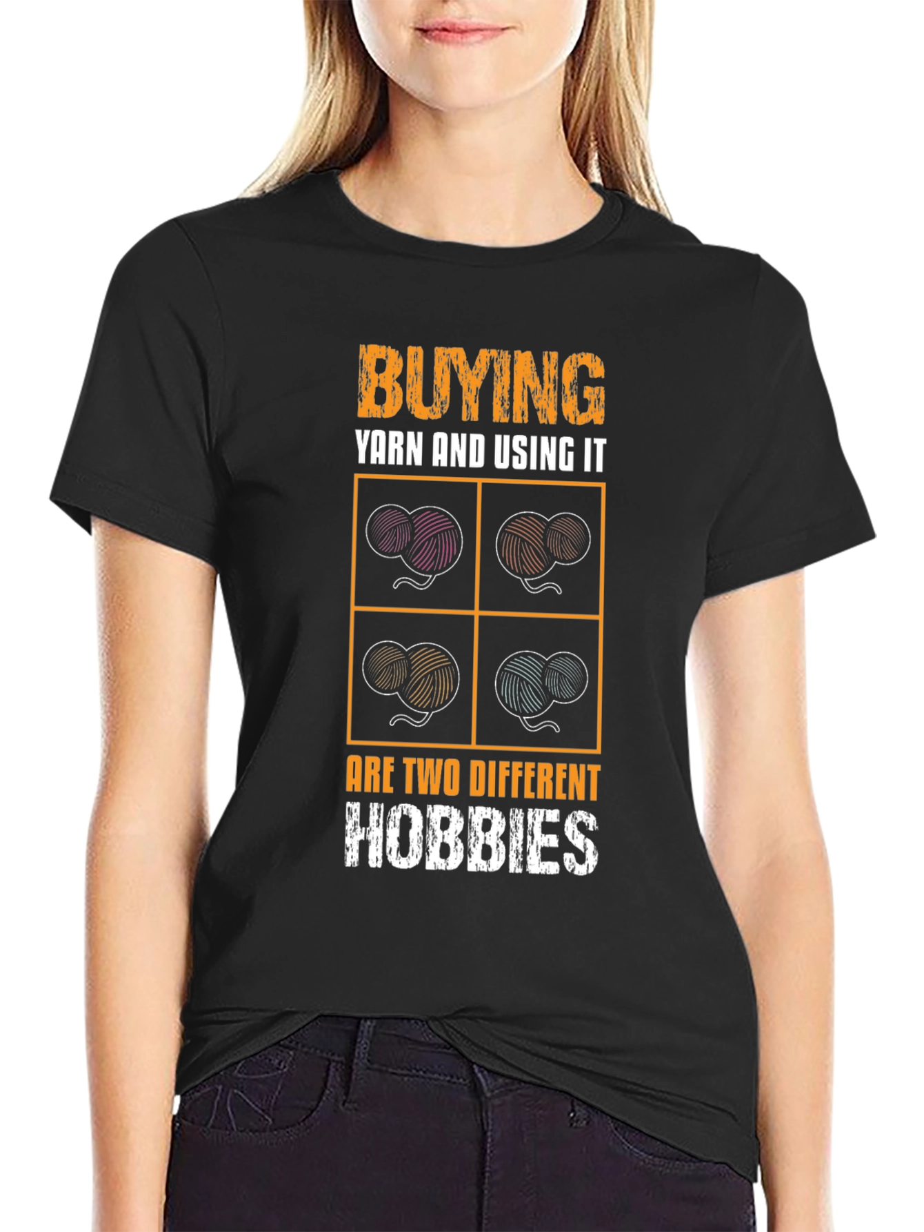Camiseta Negra Humorística Hobbies Lana