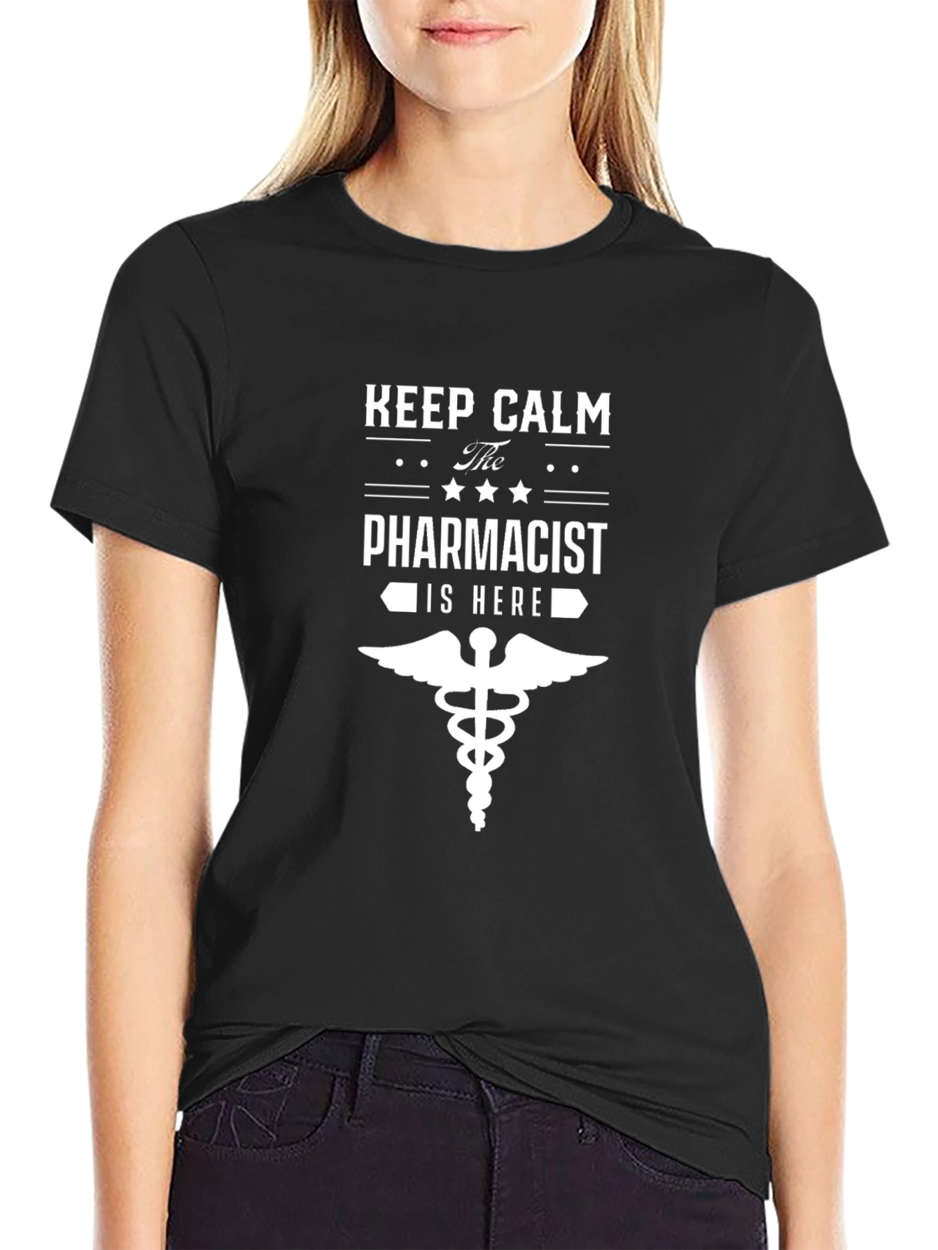 Camiseta Negra: Keep Calm el Farmacéutico está Aquí