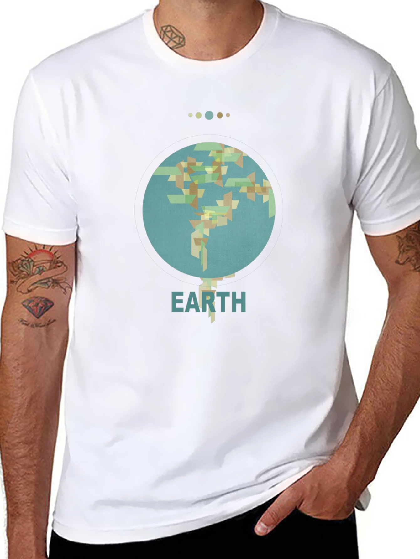 Camiseta Negra Earth Diseño Geométrico