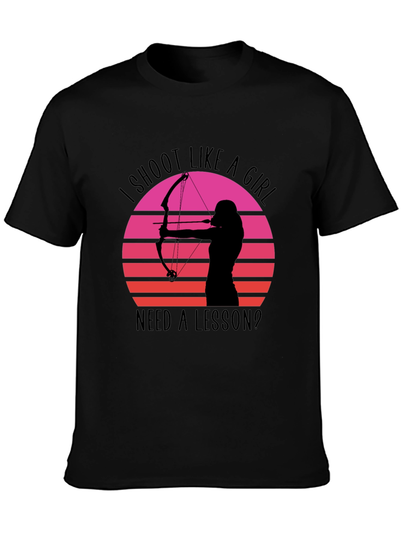 Camiseta Negra Arquera Retro: ¡Dispara como una Chica!