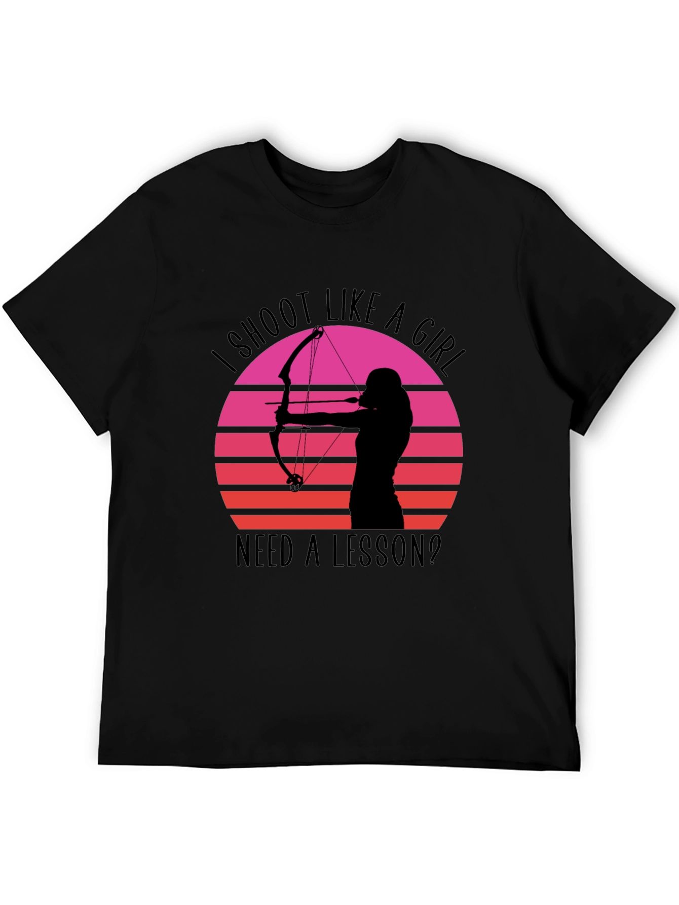 Camiseta Negra Arquera Retro: ¡Dispara como una Chica!