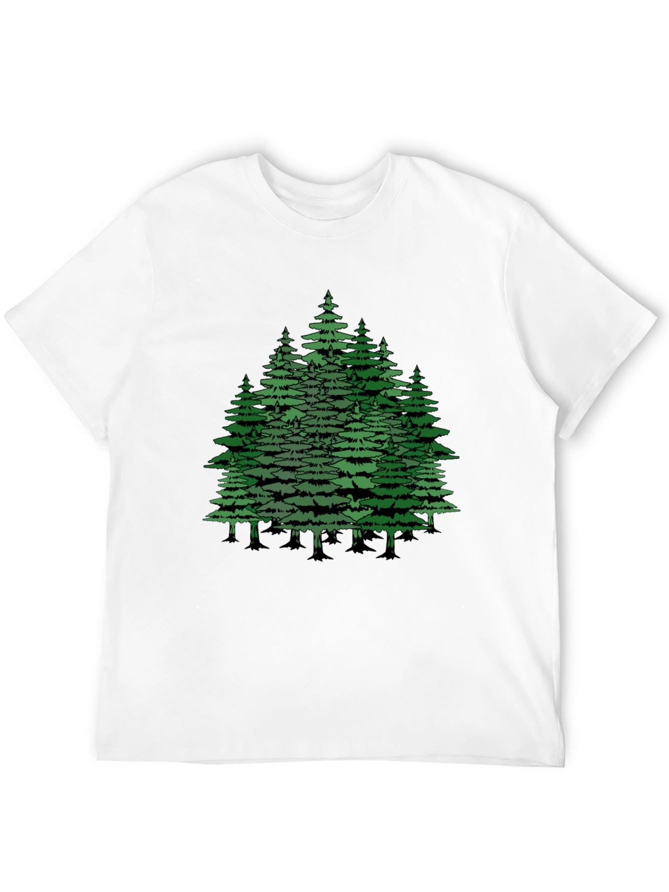 Camiseta Negra con Diseño de Bosque de Pinos