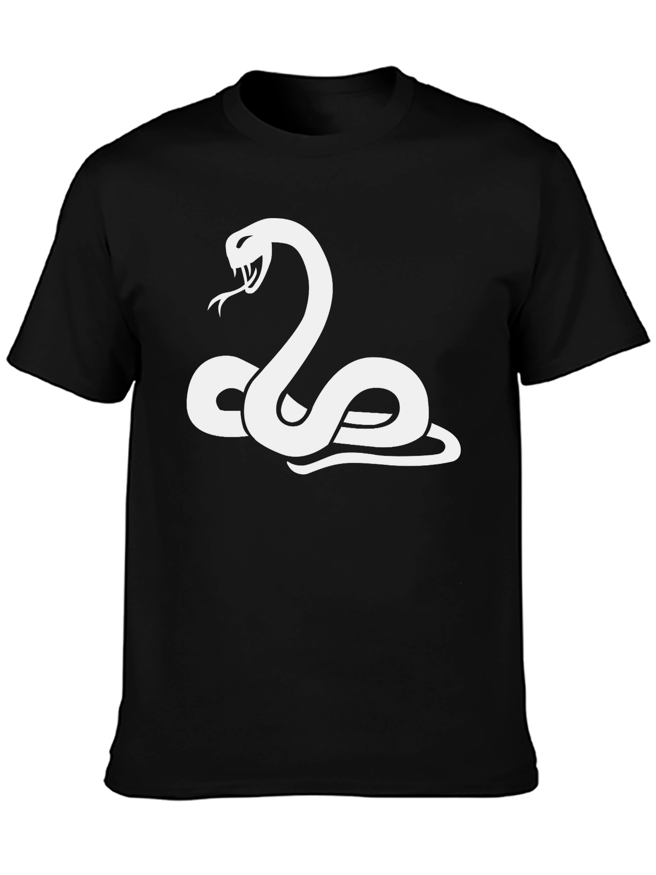 Camiseta Negra con Diseño de Serpiente Blanca