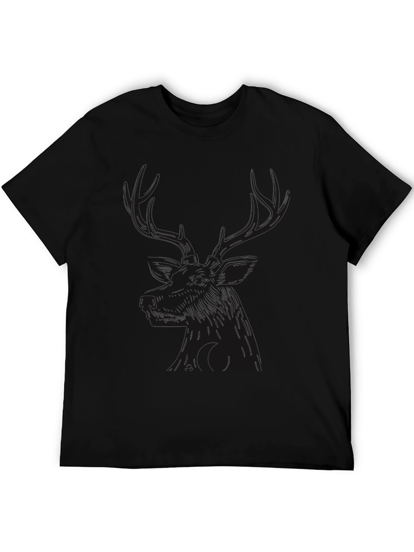 Camiseta Negra con Diseño de Ciervo para Hombre