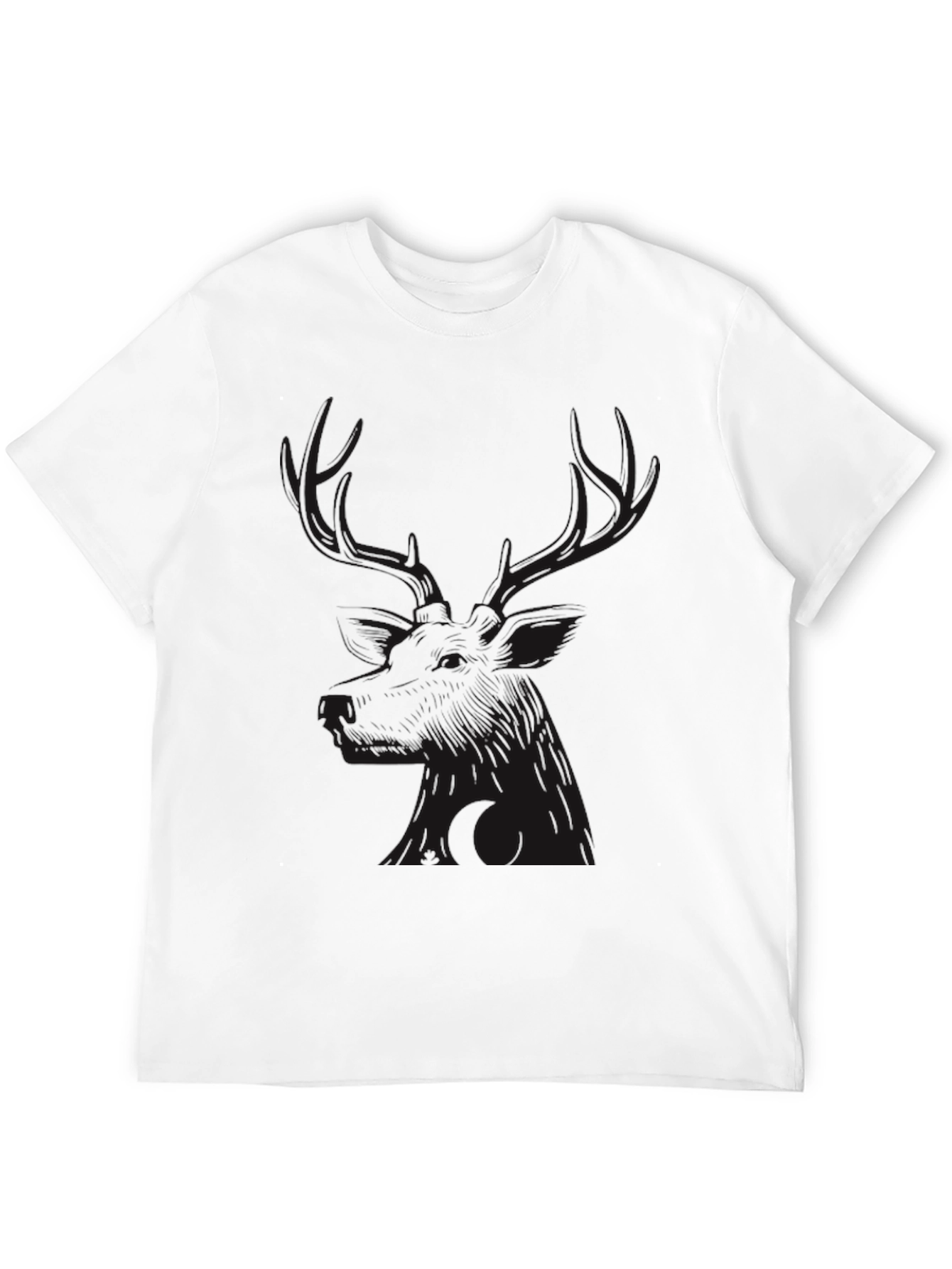 Camiseta Negra con Diseño de Ciervo para Hombre