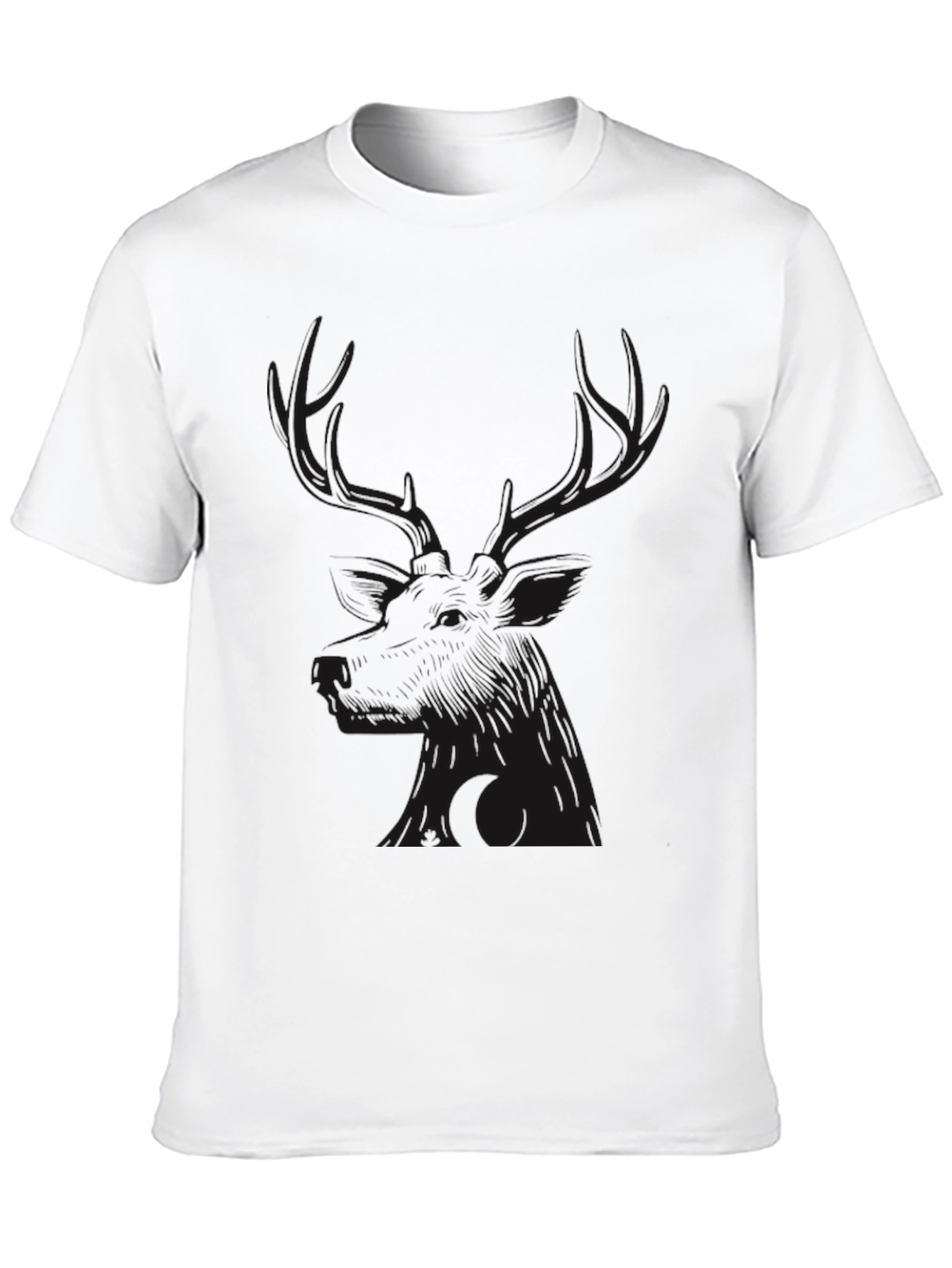 Camiseta Negra con Diseño de Ciervo para Hombre