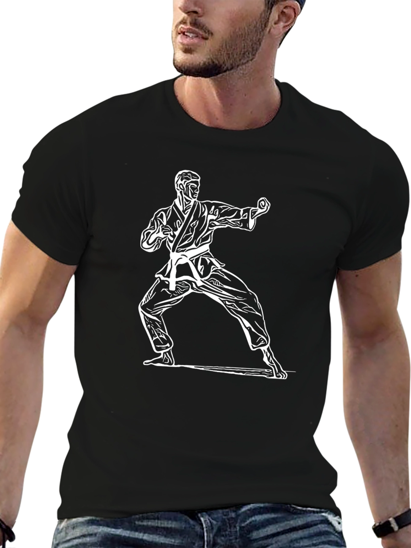 Camiseta Negra con Diseño de Karate