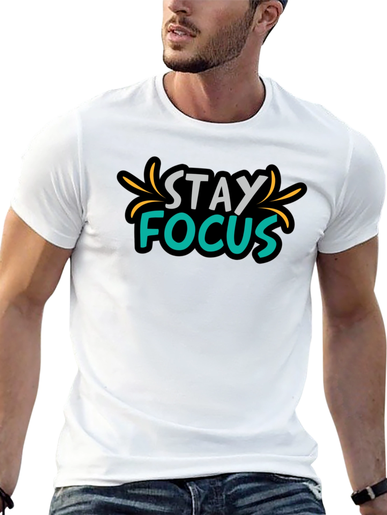 Camiseta Negra Stay Focus para Hombre