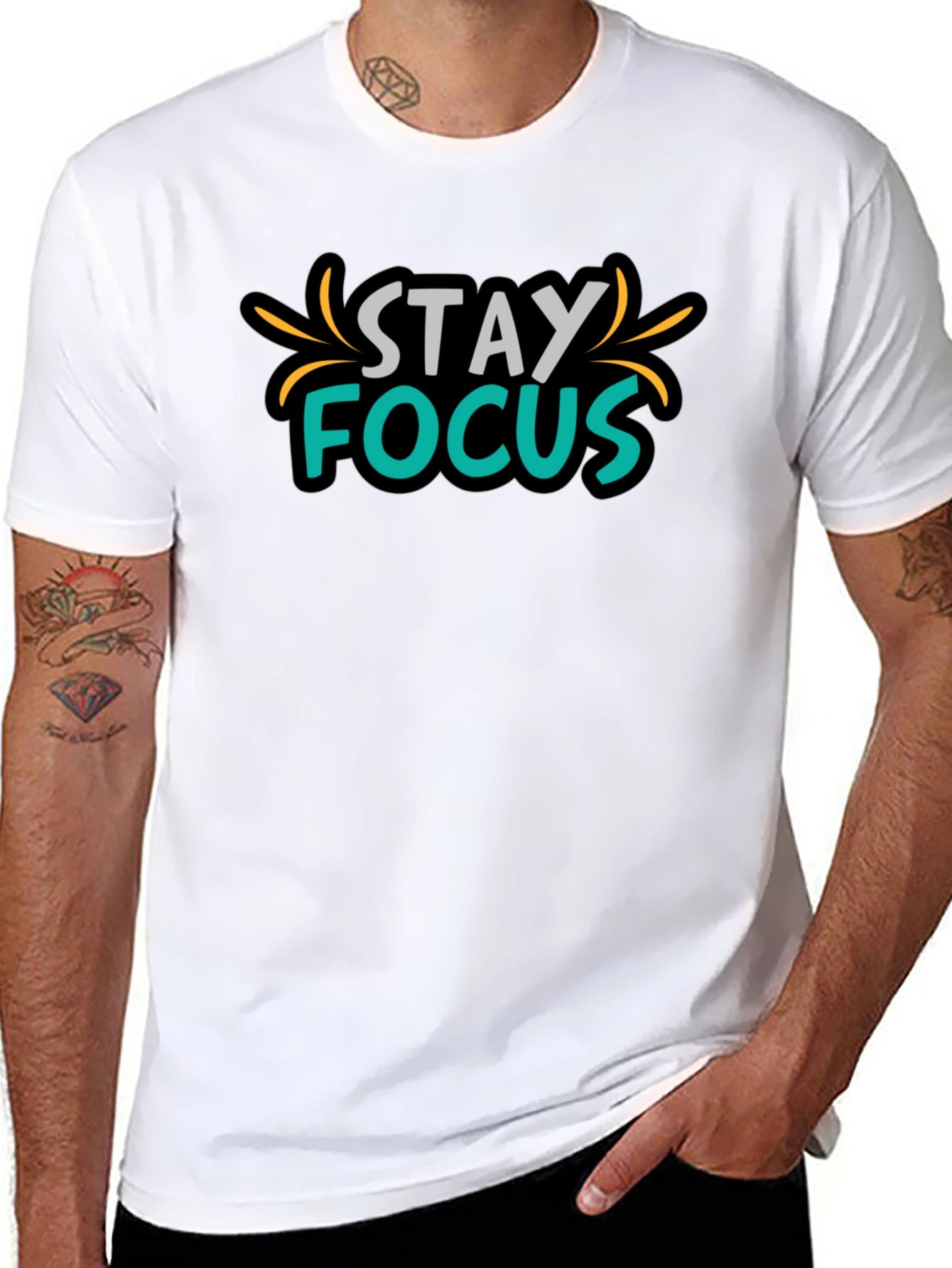 Camiseta Negra Stay Focus para Hombre