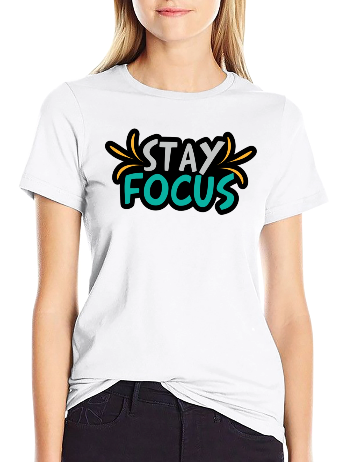 Camiseta Negra Stay Focus para Hombre