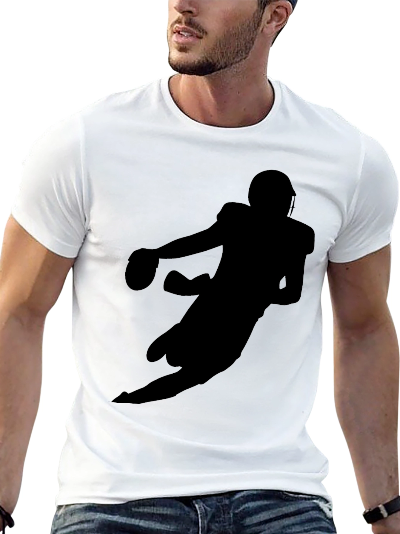 Camiseta Negra Silueta Jugador Fútbol Americano
