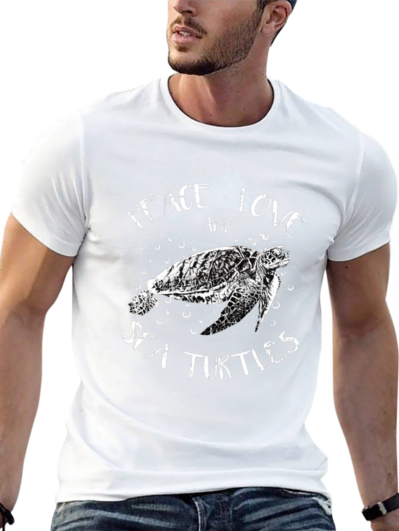 Camiseta Negra con Diseño de Tortuga Marina
