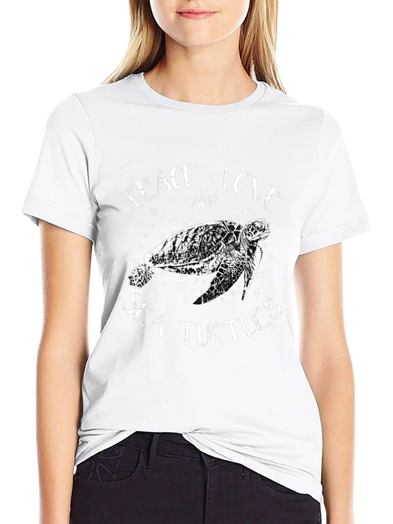 Camiseta Negra con Diseño de Tortuga Marina