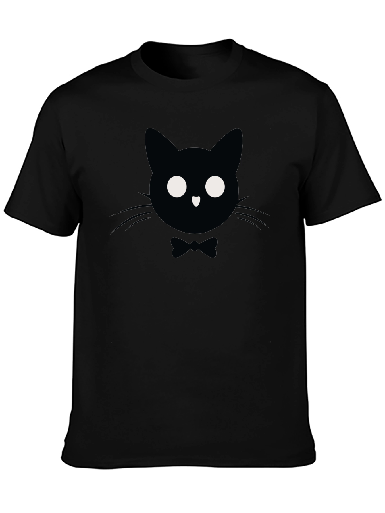 Camiseta Negra con Gato Elegante