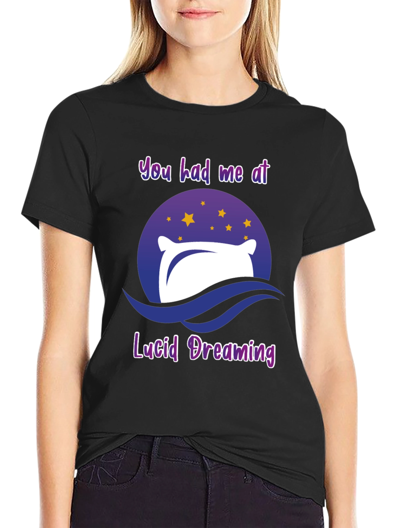 Camiseta Negra Sueño Lúcido con Diseño Original