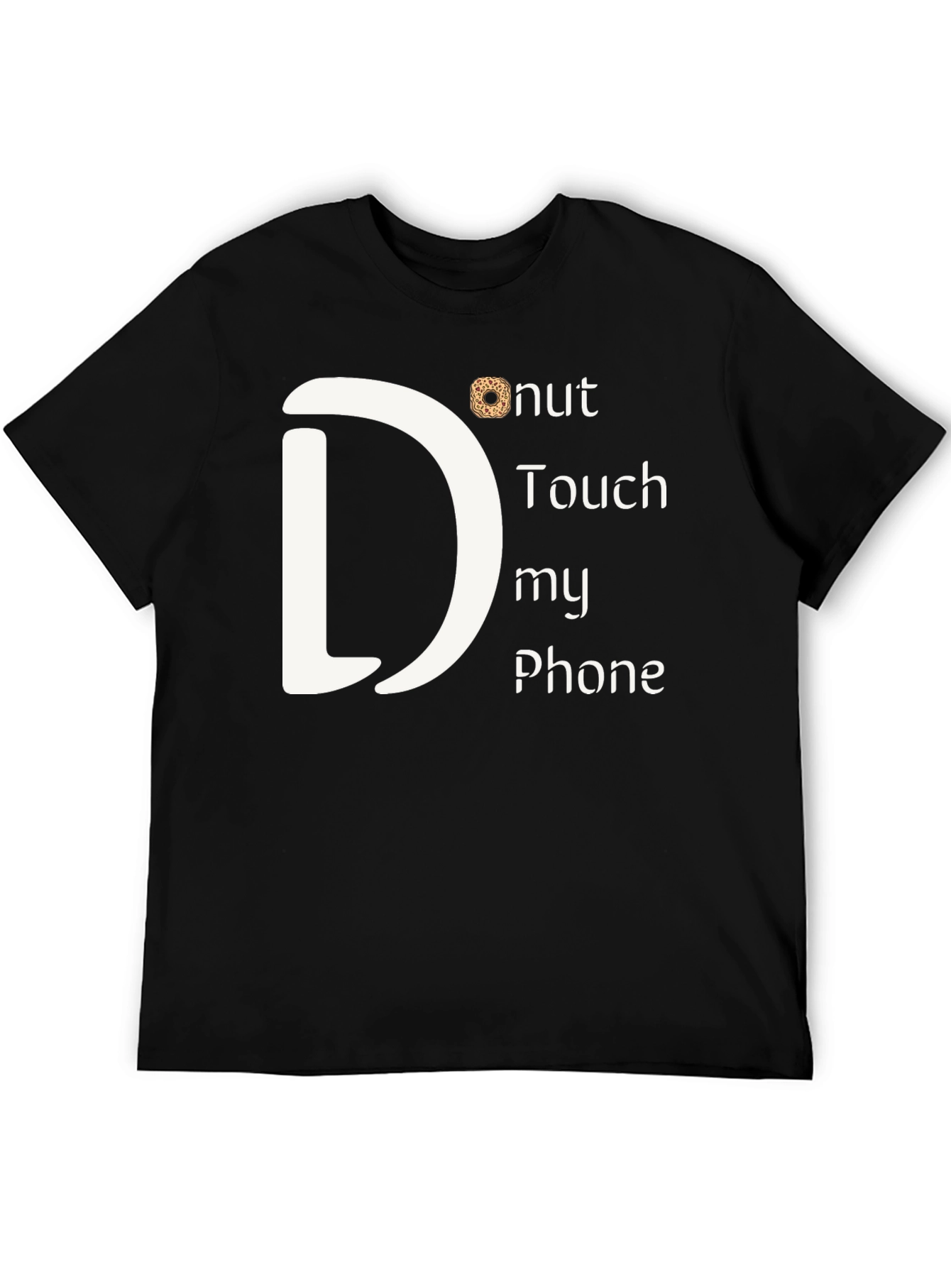 Camiseta Negra: Donut Touch My Phone
