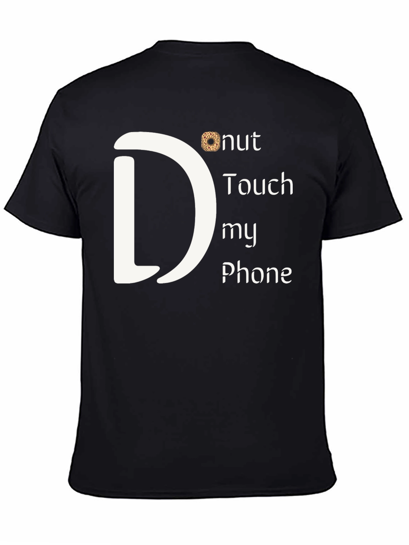 Camiseta Negra: Donut Touch My Phone