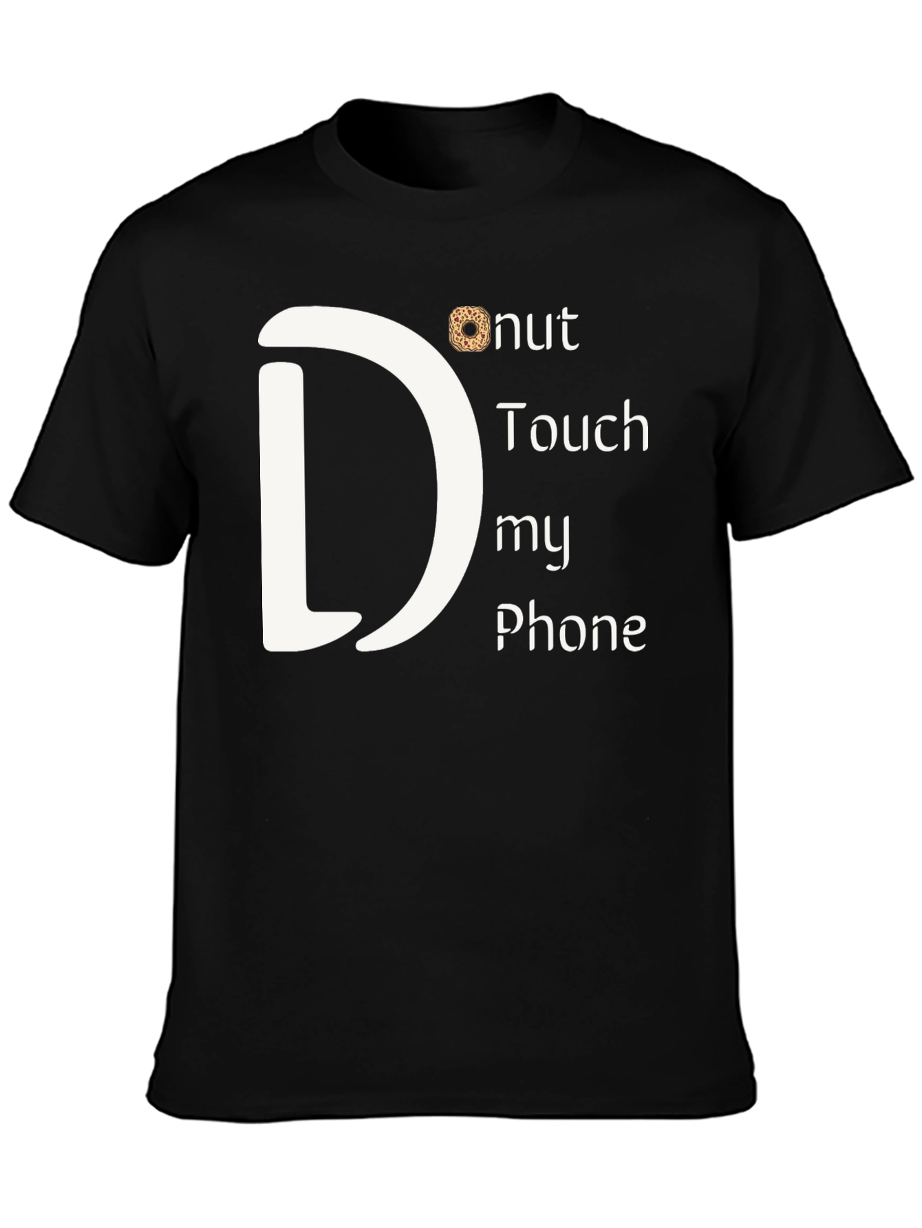 Camiseta Negra: Donut Touch My Phone