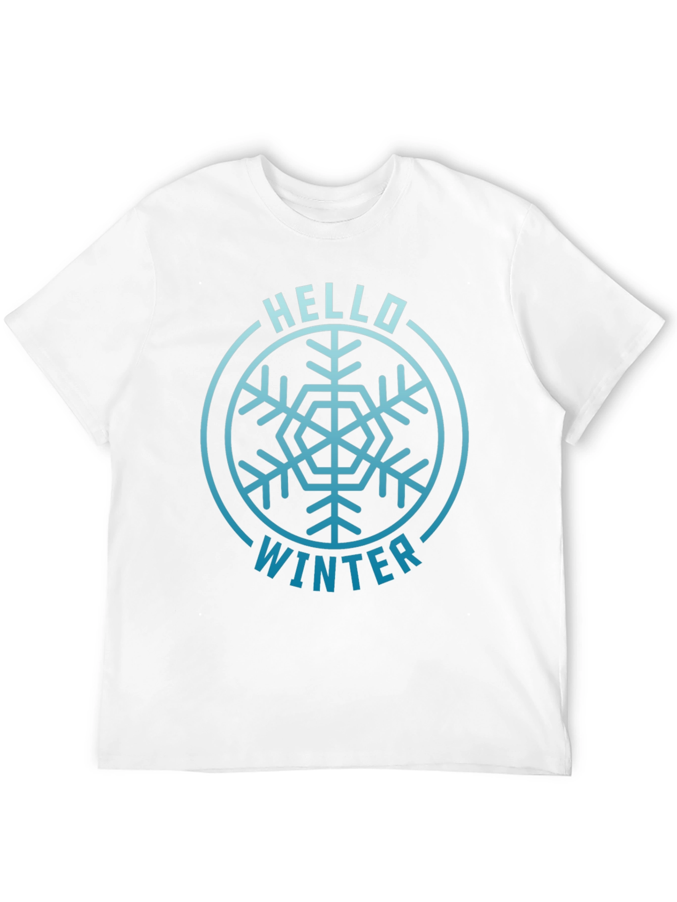 Camiseta Negra Hola Invierno Diseño Copo de Nieve