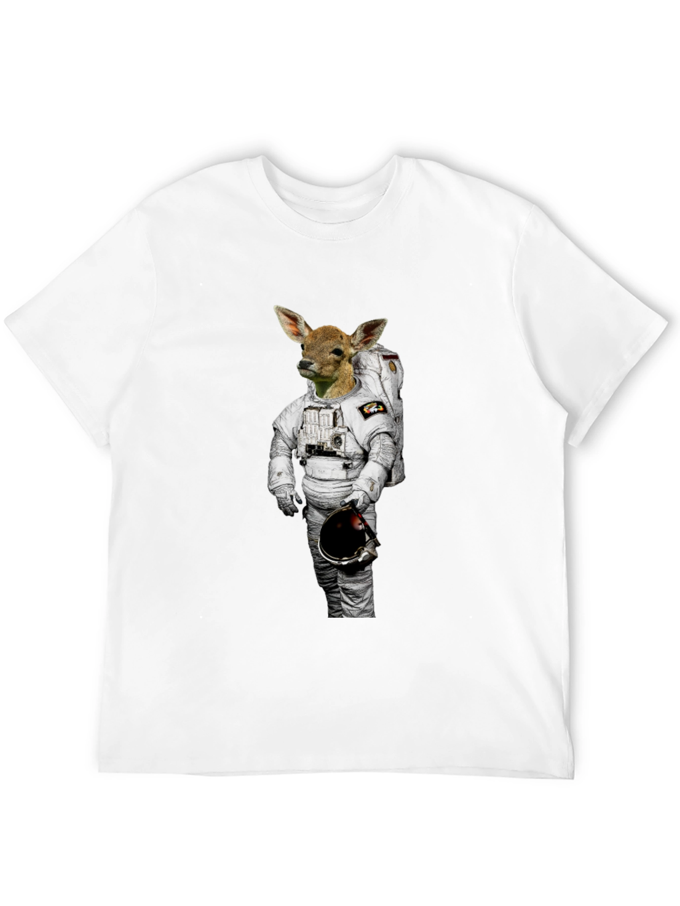 Camiseta Negra con Diseño Astronauta Ciervo