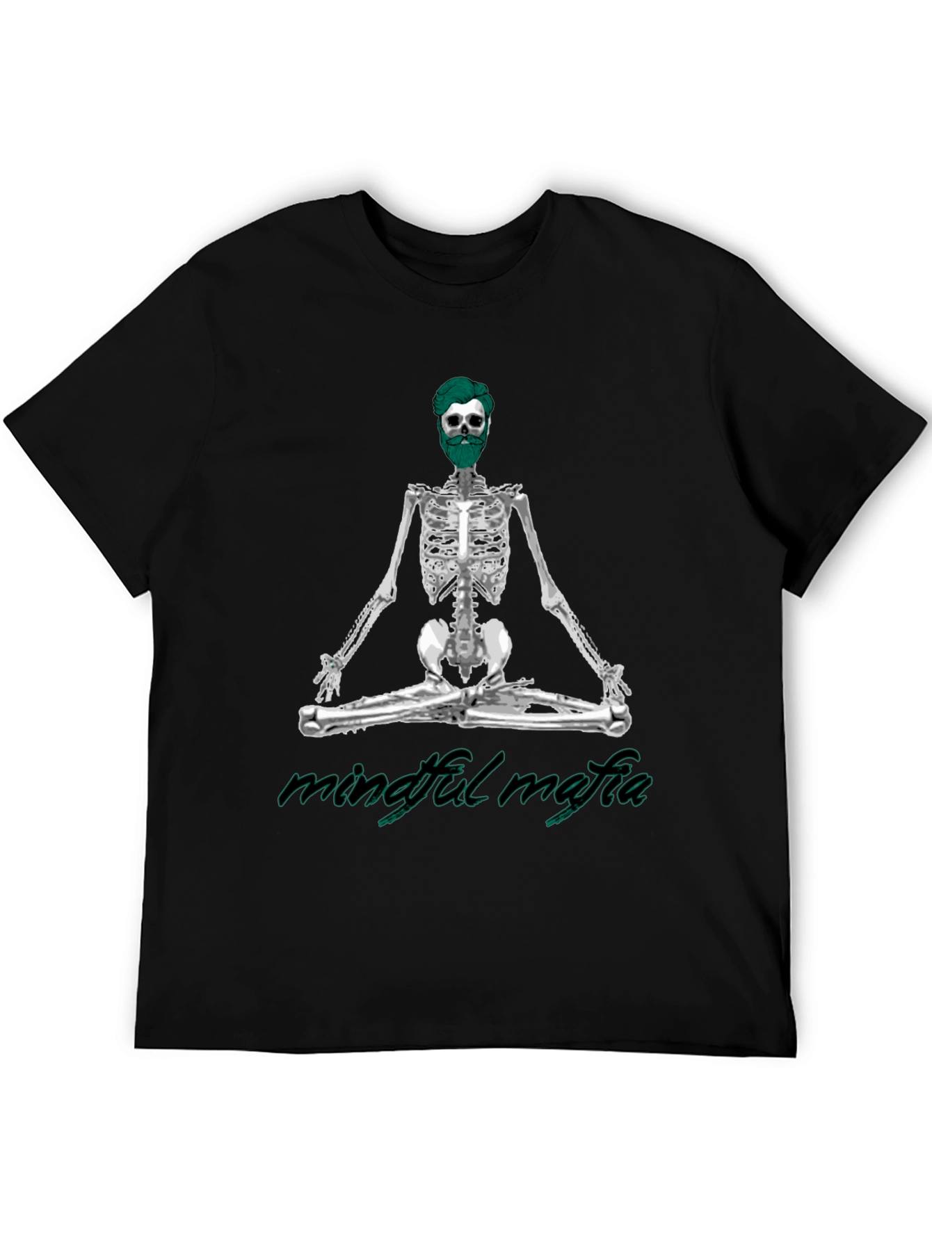 Camiseta Negra Mindfulness Mafia - Diseño Esqueleto