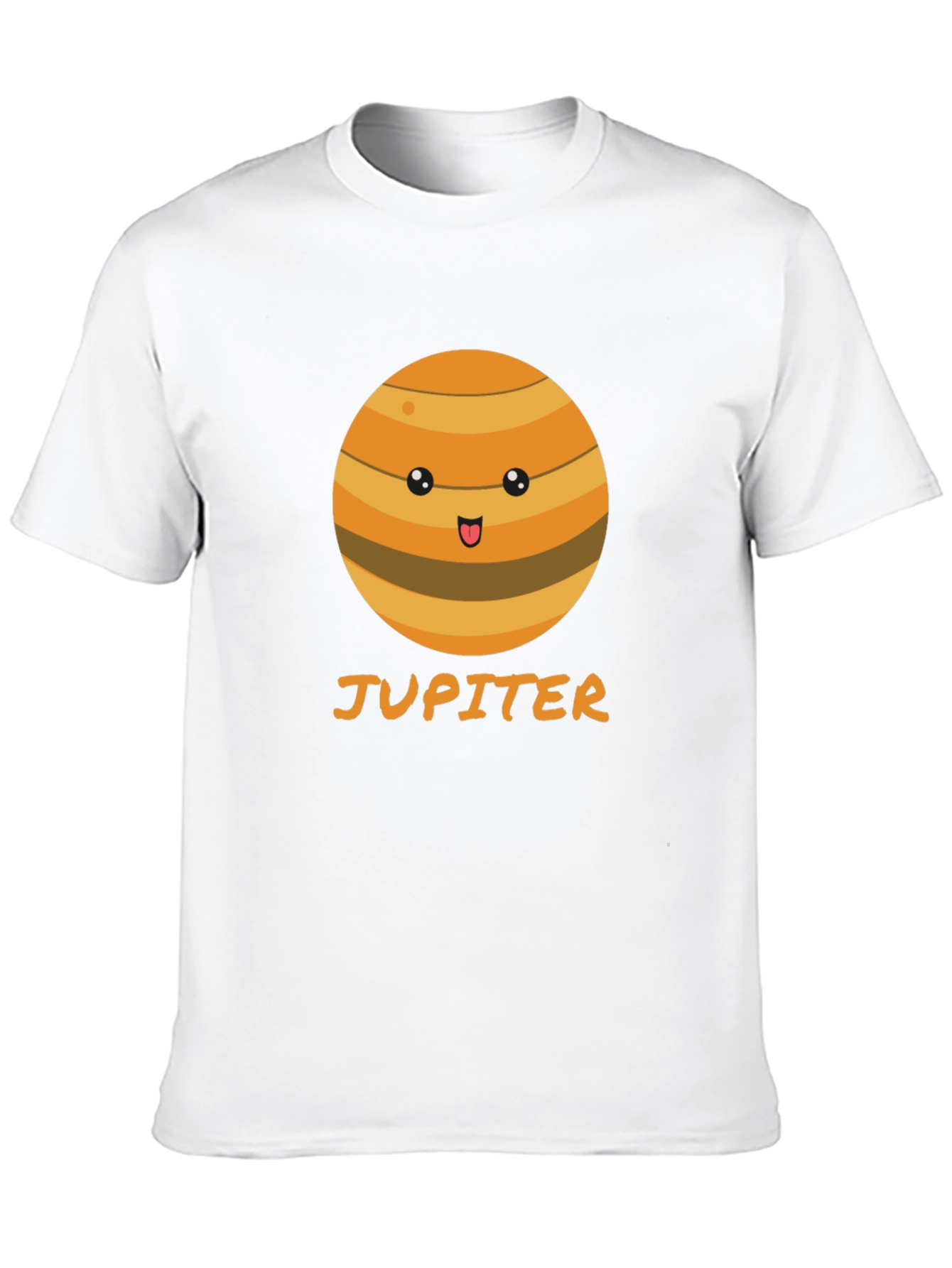 Camiseta Negra con Diseño de Júpiter Kawaii