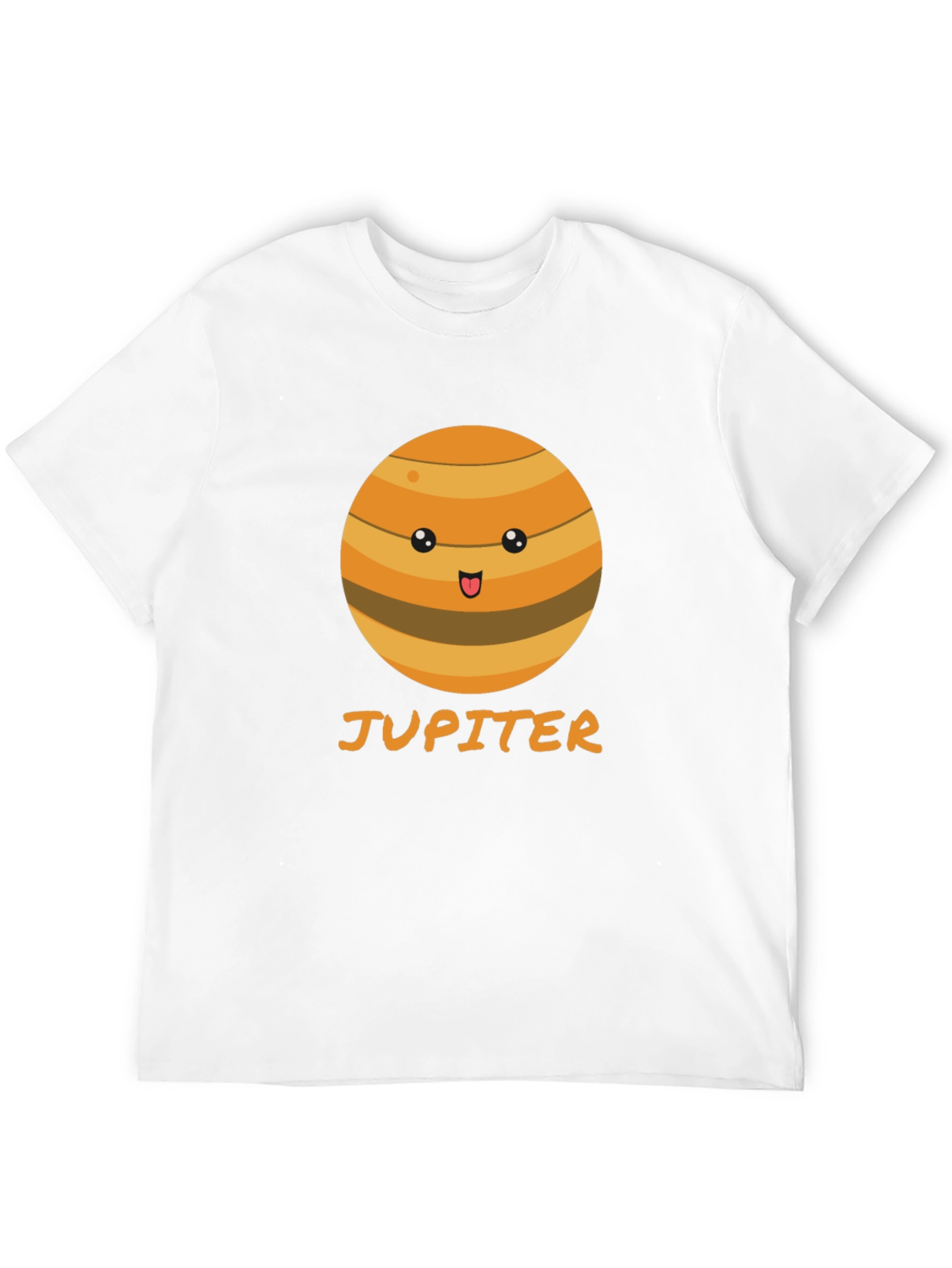 Camiseta Negra con Diseño de Júpiter Kawaii