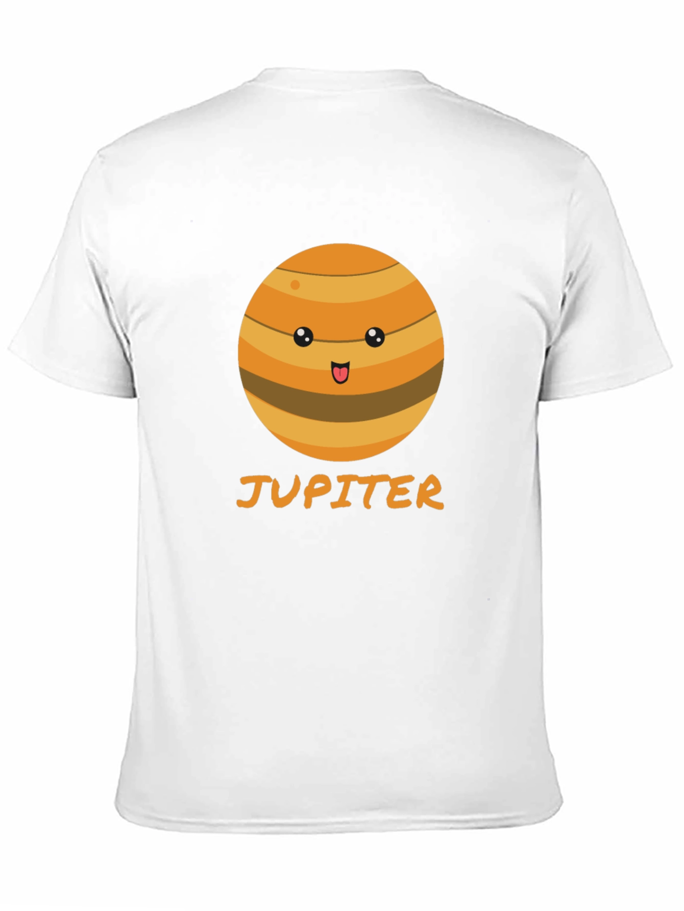 Camiseta Negra con Diseño de Júpiter Kawaii