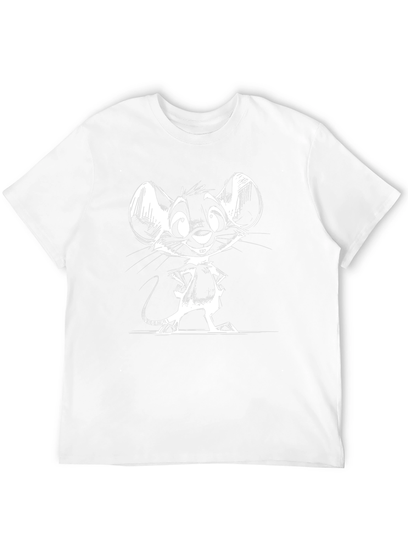 Camiseta Negra con Dibujo de Ratón Blanco