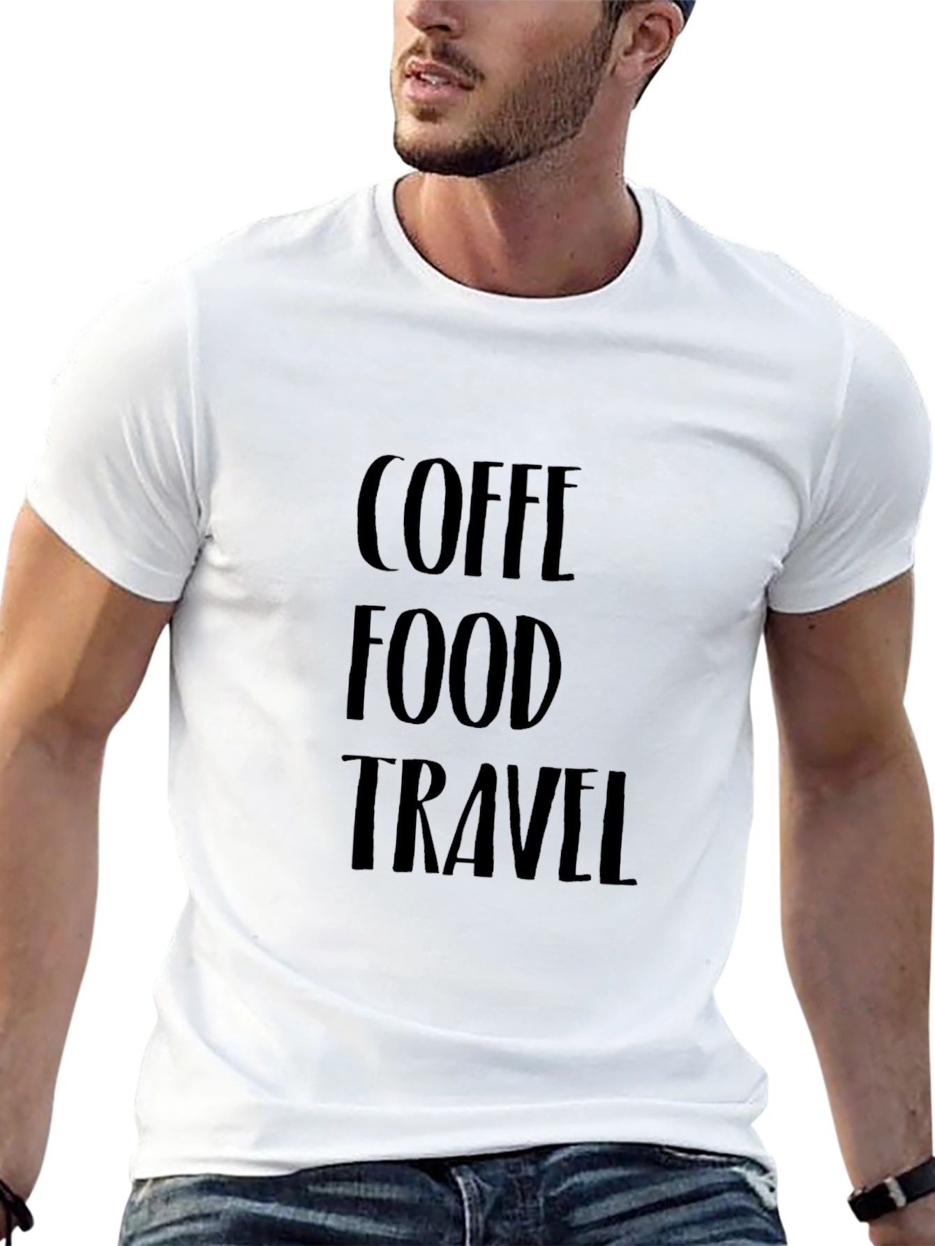 Camiseta Negra Coffee Food Travel