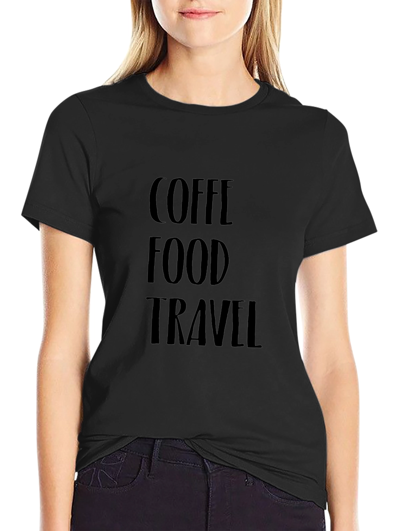 Camiseta Negra Coffee Food Travel