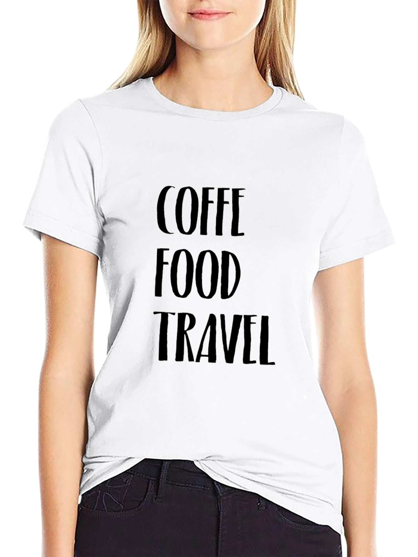Camiseta Negra Coffee Food Travel