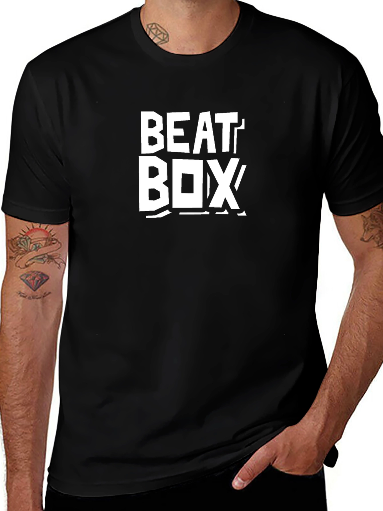 Camiseta Negra con Diseño Beat Box