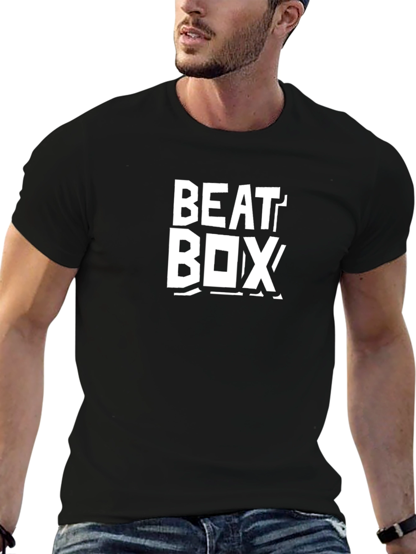 Camiseta Negra con Diseño Beat Box
