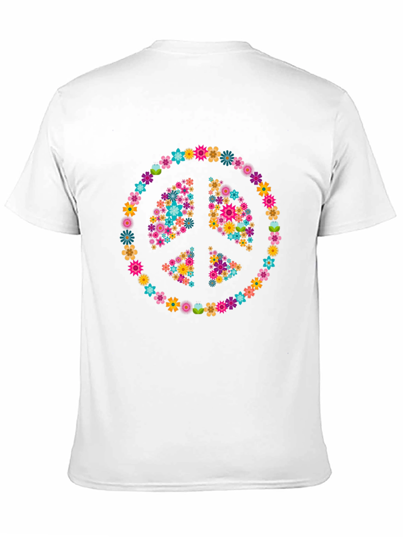 Camiseta Negra con Símbolo de la Paz Floral