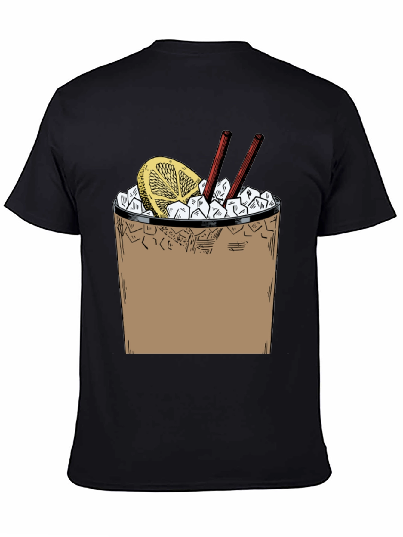 Camiseta Negra con Diseño de Cóctel Refrescante