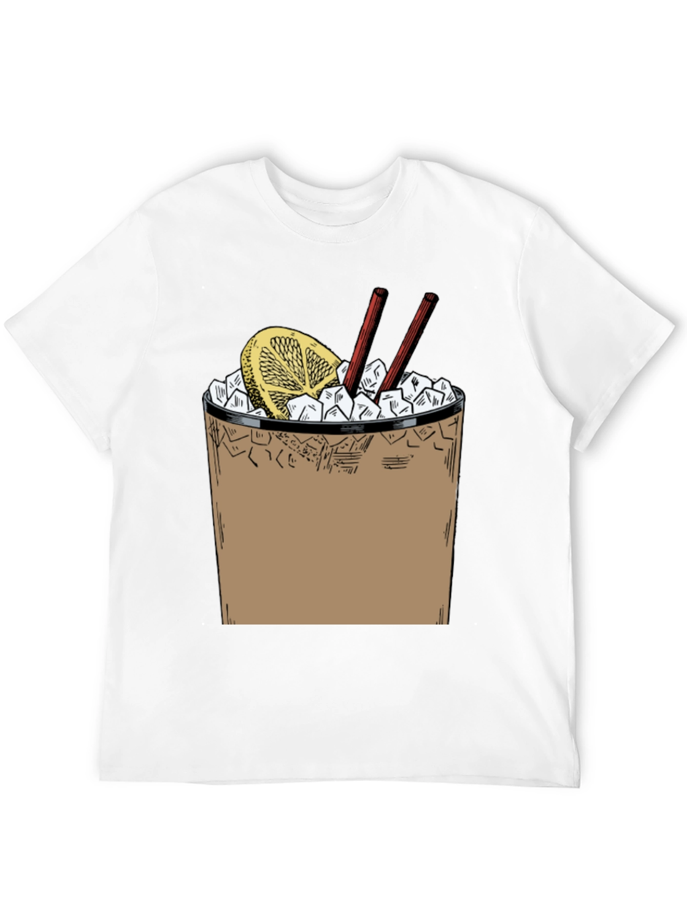 Camiseta Negra con Diseño de Cóctel Refrescante