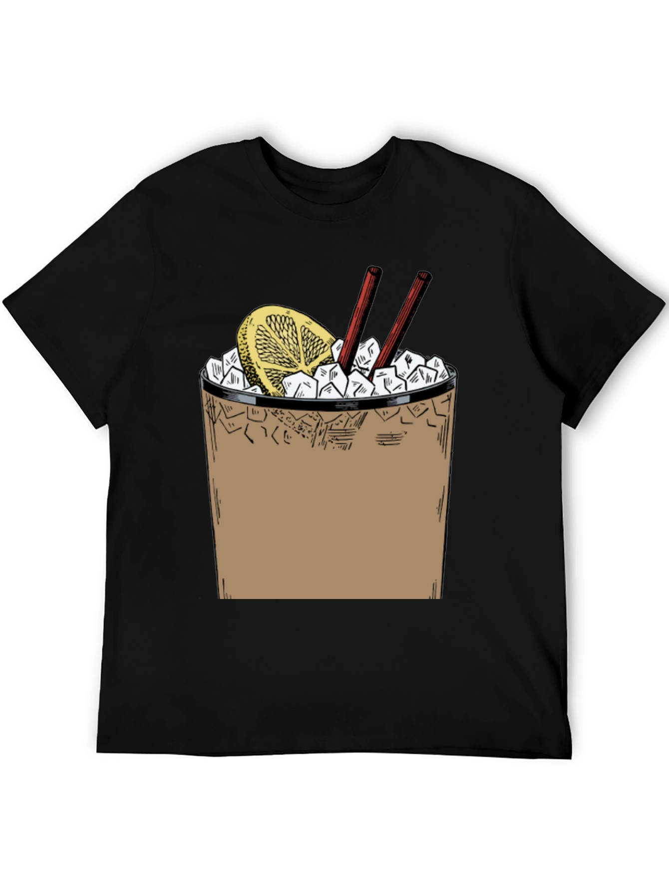 Camiseta Negra con Diseño de Cóctel Refrescante